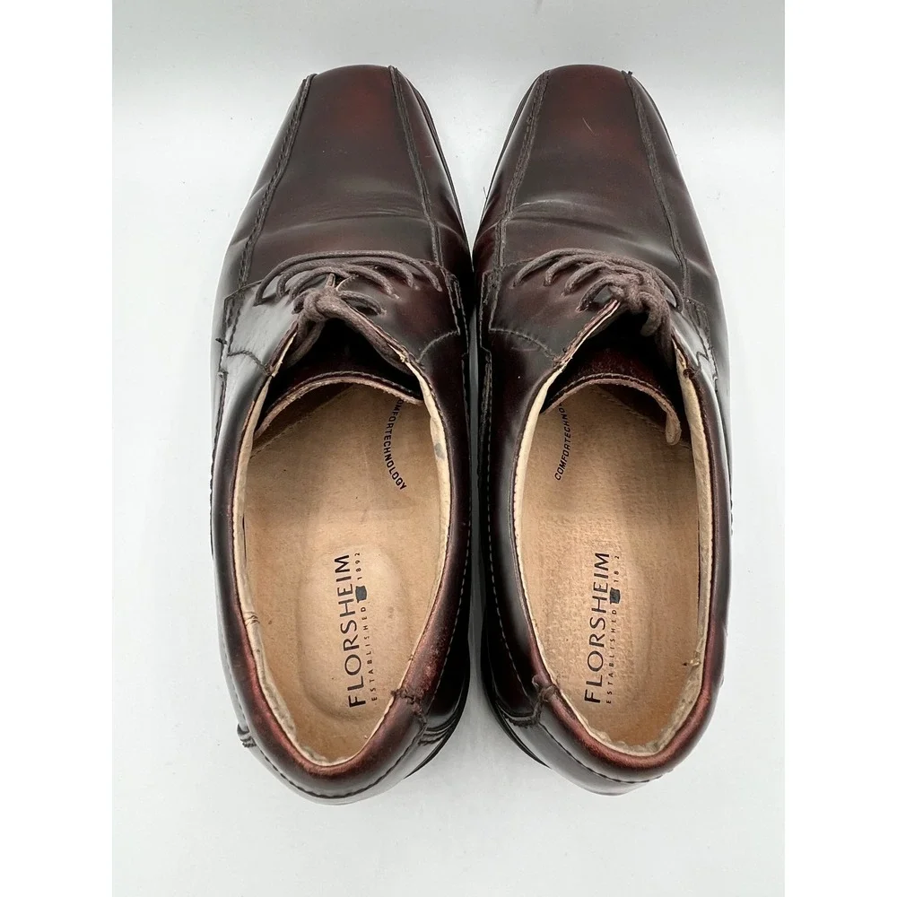 Florsheim Men 14105-200 Burgundy Leather Bicycle Toe Oxford Shoes Sz 9 EEE Wide
